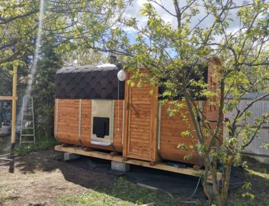 Комплект Баня Бочка Квадро с предбанником 4m, 32 мм