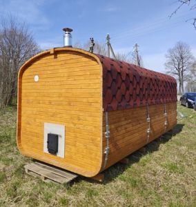 Комплект Баня Бочка Квадро с предбанником 4m + терраса 0,5m, 43 мм