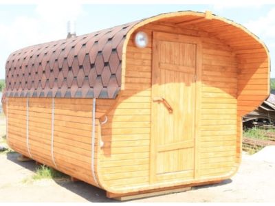 Комплект Баня Бочка Квадро с предбанником 4m + козырёк 0,5m, 43 мм