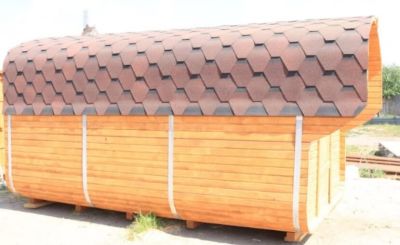 Комплект Баня Бочка Квадро с предбанником 4m + козырёк 0,5m, 43 мм