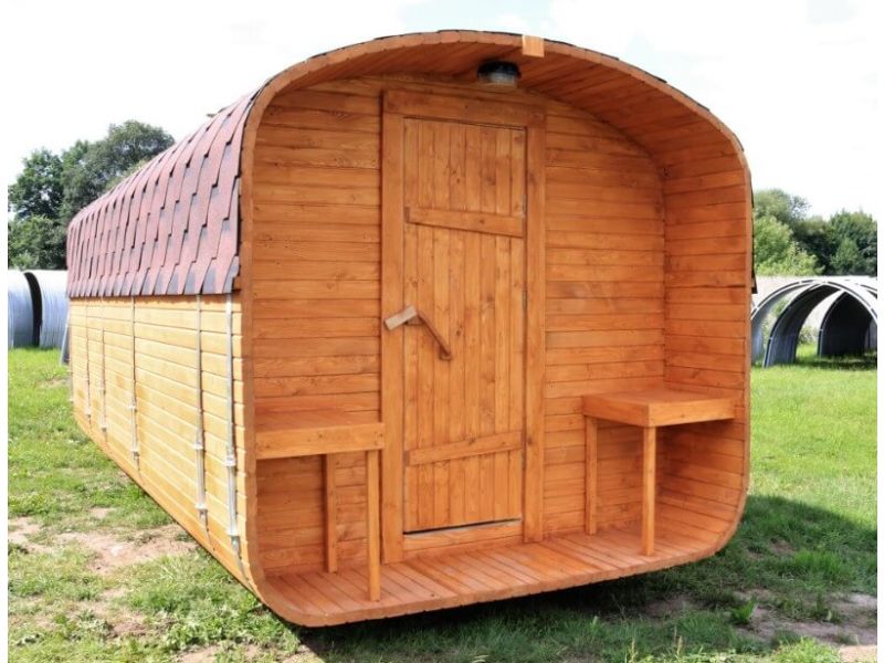 Комплект Баня Бочка Квадро с предбанником и моечной 5m + терраса 0,5m, 43 мм