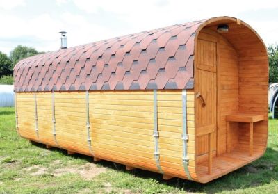 Комплект Баня Бочка Квадро с предбанником и моечной 5m + терраса 0,5m, 43 мм