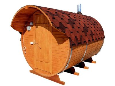 Комплект Баня Бочка круглая с предбанником 3m + козырёк 0,5м, 32 мм