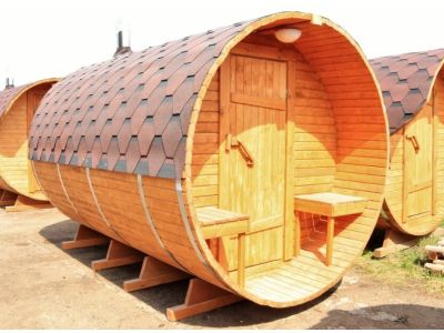 Комплект Баня Бочка круглая с предбанником 3m + терраса 0,5м, 32 мм