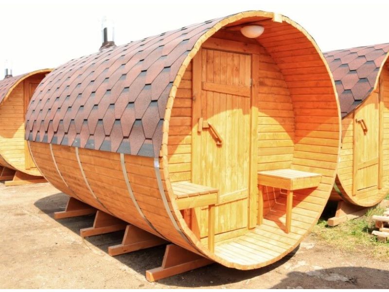 Комплект Баня Бочка круглая с предбанником 3m + терраса 0,5м, 43 мм