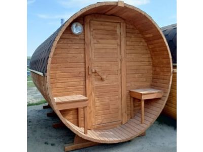 Комплект Баня Бочка круглая с предбанником 4m + терраса 0,5м, 43 мм