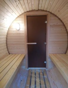 Комплект Баня Бочка круглая с предбанником и моечной 5m + козырёк 0,5м, 43 мм