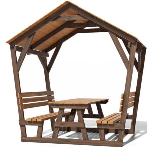 Беседка ЛЕГЕНДА ЛЕСА садовая для дачи (Цвет Орех)