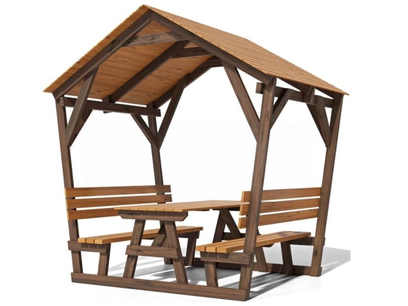 Беседка ЛЕГЕНДА ЛЕСА садовая для дачи (Цвет Орех)
